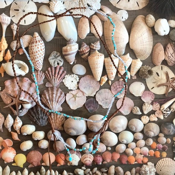 Leather, turquoise & crystal lariat Boho necklace - Picture 1 of 4